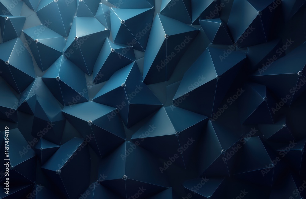 Poster Dark blue geometric shapes create gradient wallpaper pattern. Abstract design with deep blue hues. Modern, tech-inspired. Geometric shapes intricate, stylish. Ideal for tech backgrounds wallpaper.
