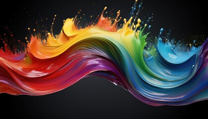 Vibrant Rainbow Splash Wave A Striking, Kaleidoscopic Isolated Design Element Against a Transparent...