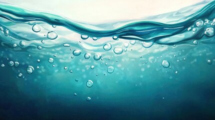   Blue water bubbles & light blue sky painting