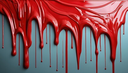 Naklejka premium Dynamic Abstract Artistry Red Drip Painting Showcasing Isolated Splashes and Flows on a Minimalistic Background