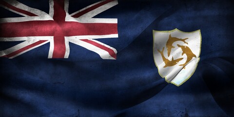Vintage look Anguilla flag - realistic waving fabric flag