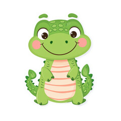 Obraz premium Cute cartoon alligator with cheerful expression