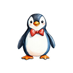 Obraz premium Cute Penguin with Bow Tie Illustration