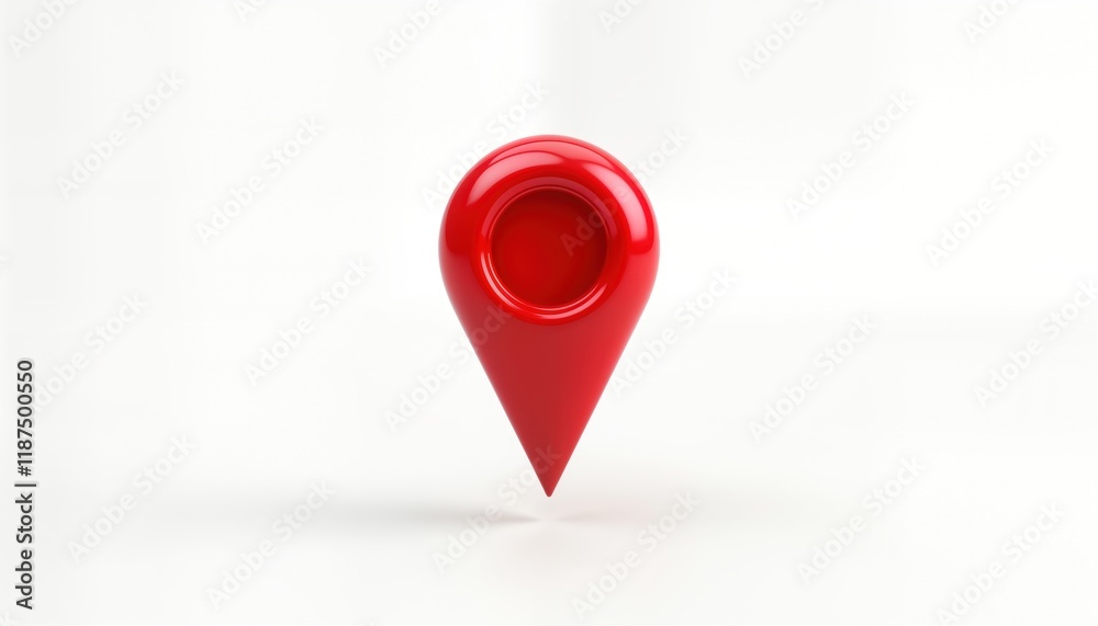 Poster Red location pin icon isolated on white background. Simple, stylish map marker. Use for navigation apps web maps. Ideal for digital print media. Visual element for travel business applications. Great
