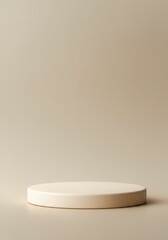 Minimalist beige pedestal for elegant product display during daylight