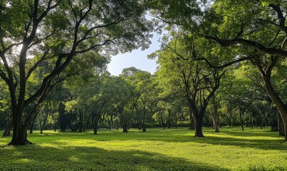 Image of Pterocarpus macrocarpus in a shaded area of the forest, foliage, evergreen trees, forest landscape