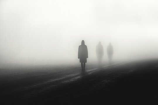 surreal man disappearing in foggy landscape abstract concept of identity and absence