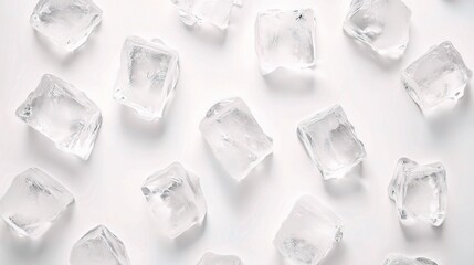 Group of Ice Cubes Isolated on White Background for Various Uses