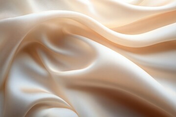 Obraz premium Luxurious Smooth Soft Beige Cream Satin Silk Fabric Drapery Background for Elegant Fashion Beauty and Skincare Products