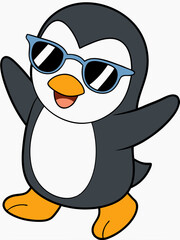 Obraz premium Dancing Penguin in Sunglasses