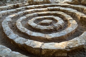 Obraz premium Ancient Stone Spiral Archaeological Site Remains