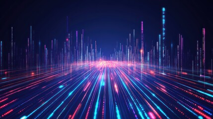 Digital Cityscape: Data Streams Flowing Through a Futuristic Metropolis