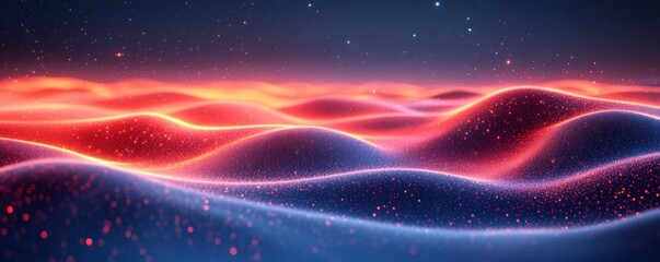 Futuristic Abstract Digital Background with Flowing Waves of Light for Tech AI and Data Visualization