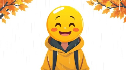 Happy face emoji on a anime boy face 