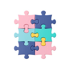 Fototapeta premium Colorful Puzzle Pieces on White Background