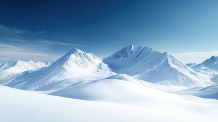 Snowy Mountain Landscape with Clear Blue Sky in Winter Nature Scene for Outdoor Adventure Gear Background
