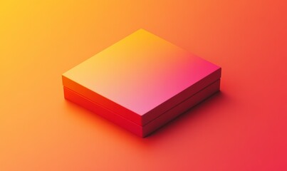 Red gift box with a bright orange to yellow gradient on the right side, unique gift, wrapped gift