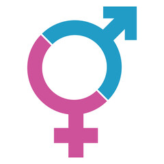 Gender equality symbol isolated. Men and women equality concept icon. Female and male icon. Women and men should always be equal. Vector illustration