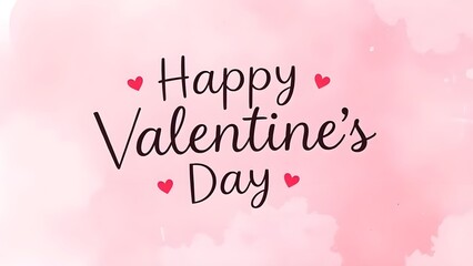 happy valentine's day text with hearts in a pink colorful background