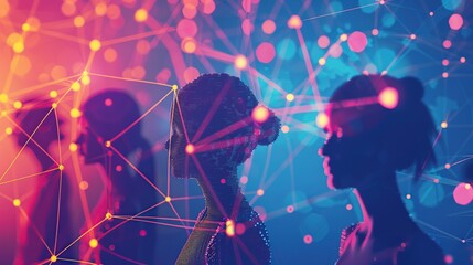Fototapeta premium Abstract Networking Concept With People Connected Using Smartphones and Laptops