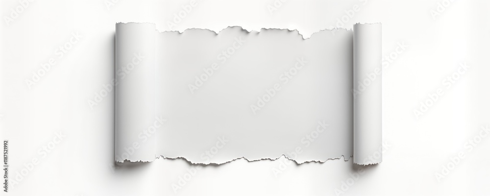 Leinwandbilder ripped white paper piece isolated on transparent background. blank torn paper element with ragged ed