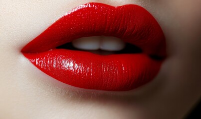 Obraz premium Red Lipstick Swatch Texture Close Up