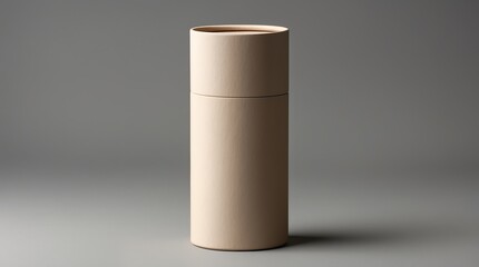 Beige Cardboard Tube Packaging Mockup: Minimalist Product Presentation