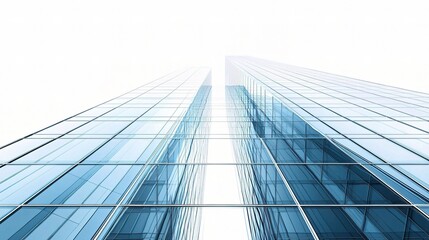 Obraz premium Isolated Glass Skyscraper with Minimalist Design on White Background