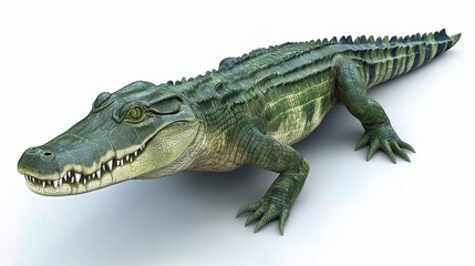Fototapeta premium Realistic Crocodile Isolated on White Background for Design Use