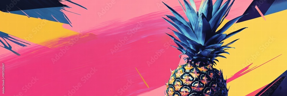 Poster abstract geometric pineapple design in vibrant colors showcasing creativity and modern art. generati