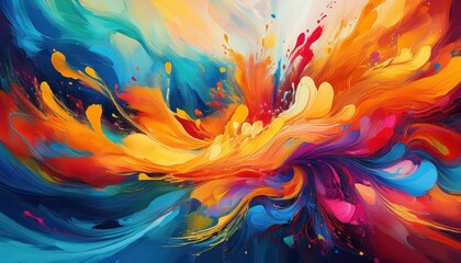 Striking Abstract Artwork showcasing a Dynamic Paint Splash Backdrop with Vivid Colors and Textures