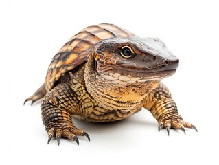 Obraz premium Giant plated lizard portrait, studio shot, white background, reptile wildlife.