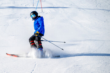 People are having fun in downhill skiing and snowboarding	