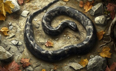 Fototapeta premium Juvenile Smooth Earth snake field guide close-up macro