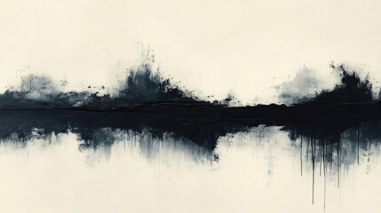 Fototapeta premium Minimalist abstract artwork with a single bold stripe of black over a white background for a striking visual