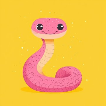 Cute cartoon depiction of a baby snake from the side, presented alone