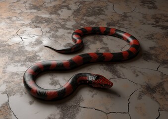 Fototapeta premium The Lampropeltis triangulum syspila, commonly referred to as the Juvenile Red Milk Snake