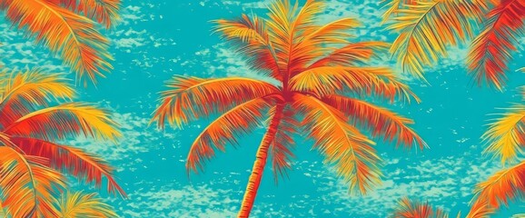 Modern leaf art deco wallpaper with a nature theme, incorporating a tropical plant line art floral pattern on a trendy color palette, making it a modern illustration