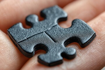 Fototapeta premium Black and White Puzzle Piece Conceptual Image with Shallow Depth of Field and Minimalistic Composition