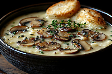 Creamy Mushroom Soup with Toasted Croutons: A Culinary Delight