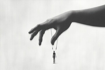 Surrealistic Puppet Manipulation by a Giant Hand Abstract Control Concept