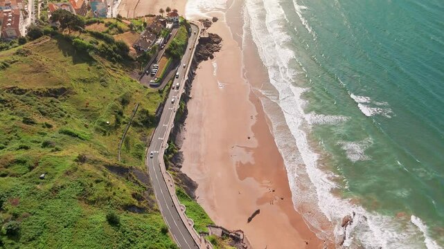 Picturesque coastal road leading to Deba village, Basque Country, northern Spain