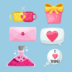 Set illustration valentines day icon with beautifull pink color