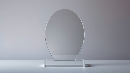 Empty acrylic award design mockup, blank glass trophy mockup. Template for a transparent crystal prize plate.	