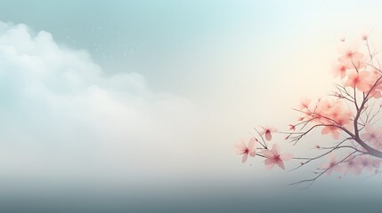 Soft Pink Blossoms Against A Cloudy Sky