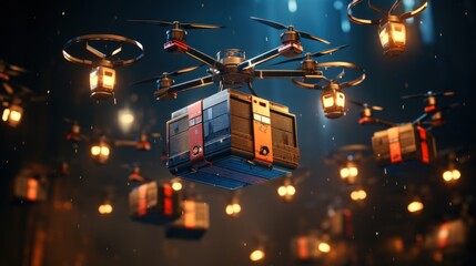 Night Delivery: Swarm of Drones Transporting Cargo