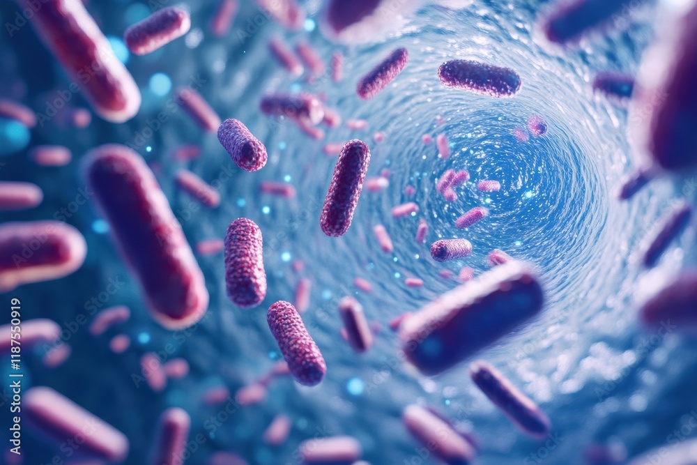 Poster pills encircle and combat bacteria in a symbolic representation of medical advancement and scientifi