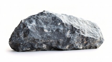 Obraz premium Isolated Gray Stone on White Background for Natural Design Projects