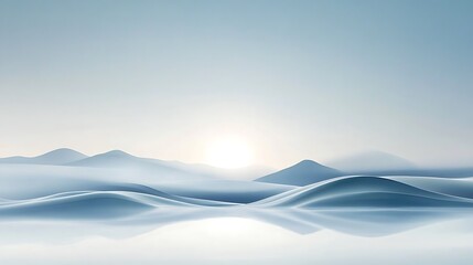 Serene Winter Landscape With Misty Mountains And Calm Waters