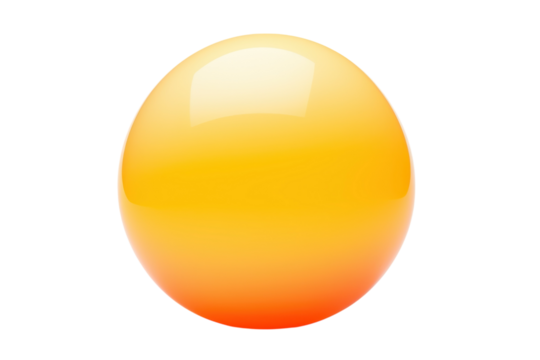 Vibrant orange gradient sphere with a smooth surface against a white backdrop